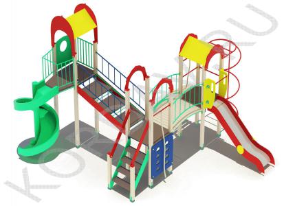Детский игровой комплекс с винтовой горкой и гимнастическими элементами ПДИ 2.22 (3)